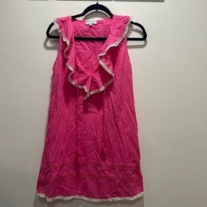 𝅺MUD Pie Clover Eyelet Embroidered Ruffle Cover Up Pink size XS